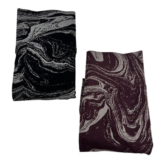 Athleta BUNDLE lot Aurora Shine tight Black & Cabernet Marble Seamless sz small - Picture 2 of 14